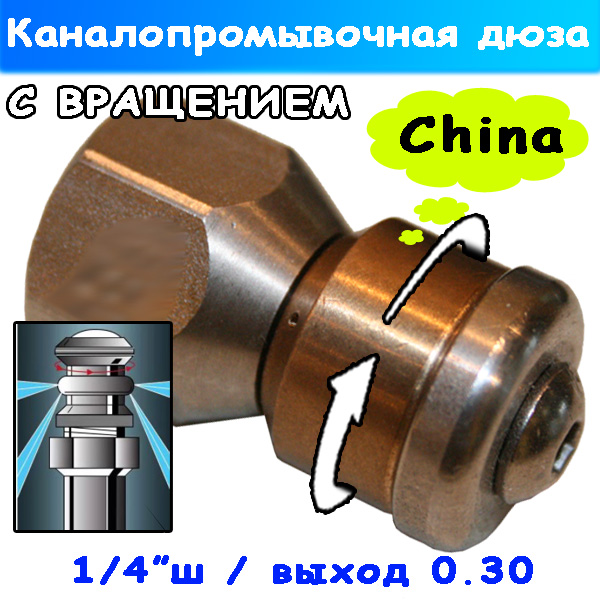 Вращающаяся форсунка 1/4" 030 для каналопромывки