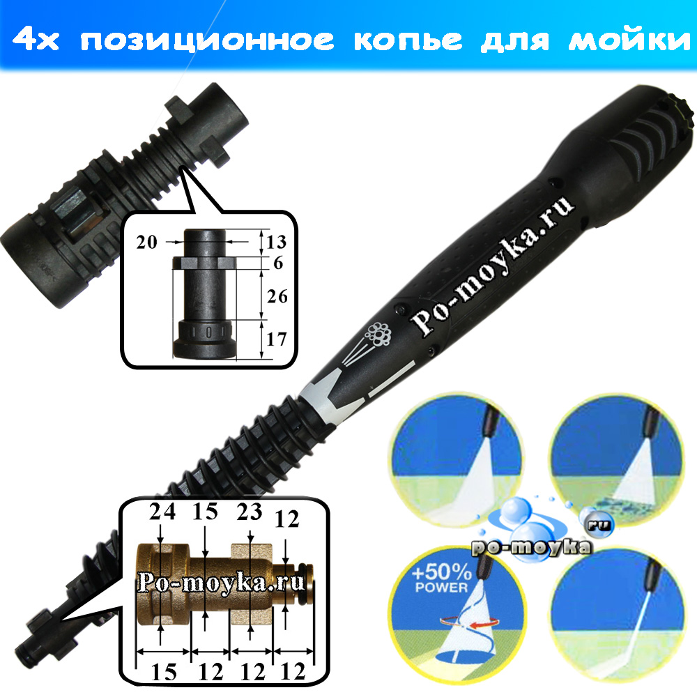 Струйная трубка четырехпозиционная для минимойки Portotecnica Бош Patriot Faip