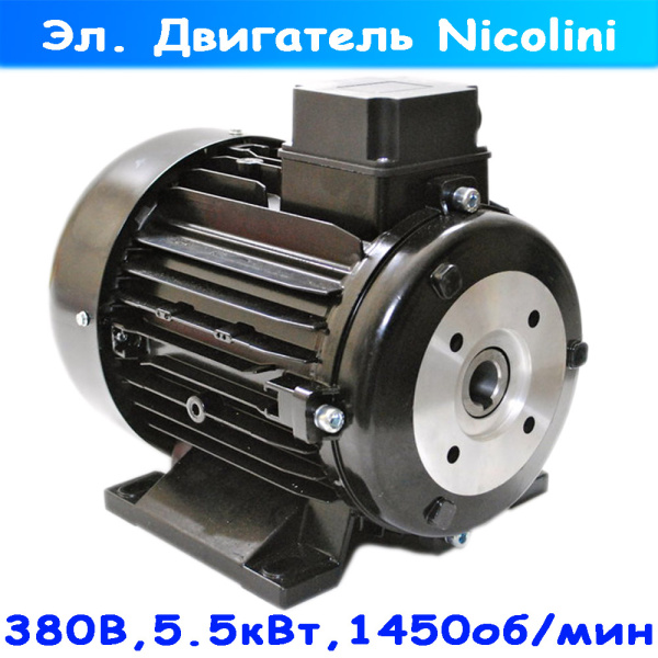 FO-NMT-47 электродвигатель Nicolini для АВД с помпой NMT. Мощность 5.5 кВт 1450 об/мин (полый вал)